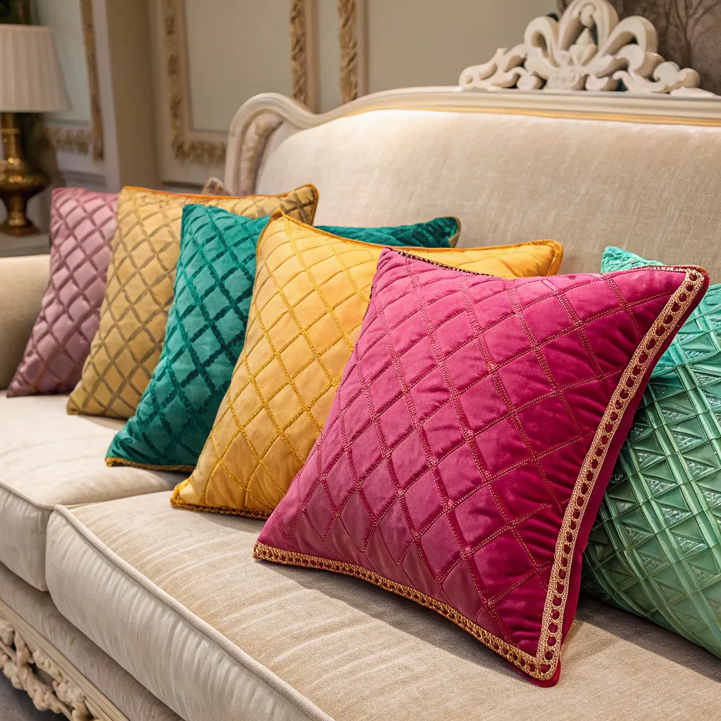 Luxurious cushions in vibrant colors