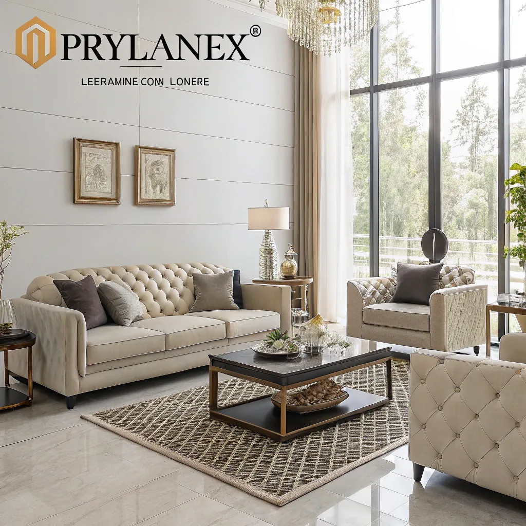 Elegant and modern home decor displayed in a living room setting for PRYLANEX.